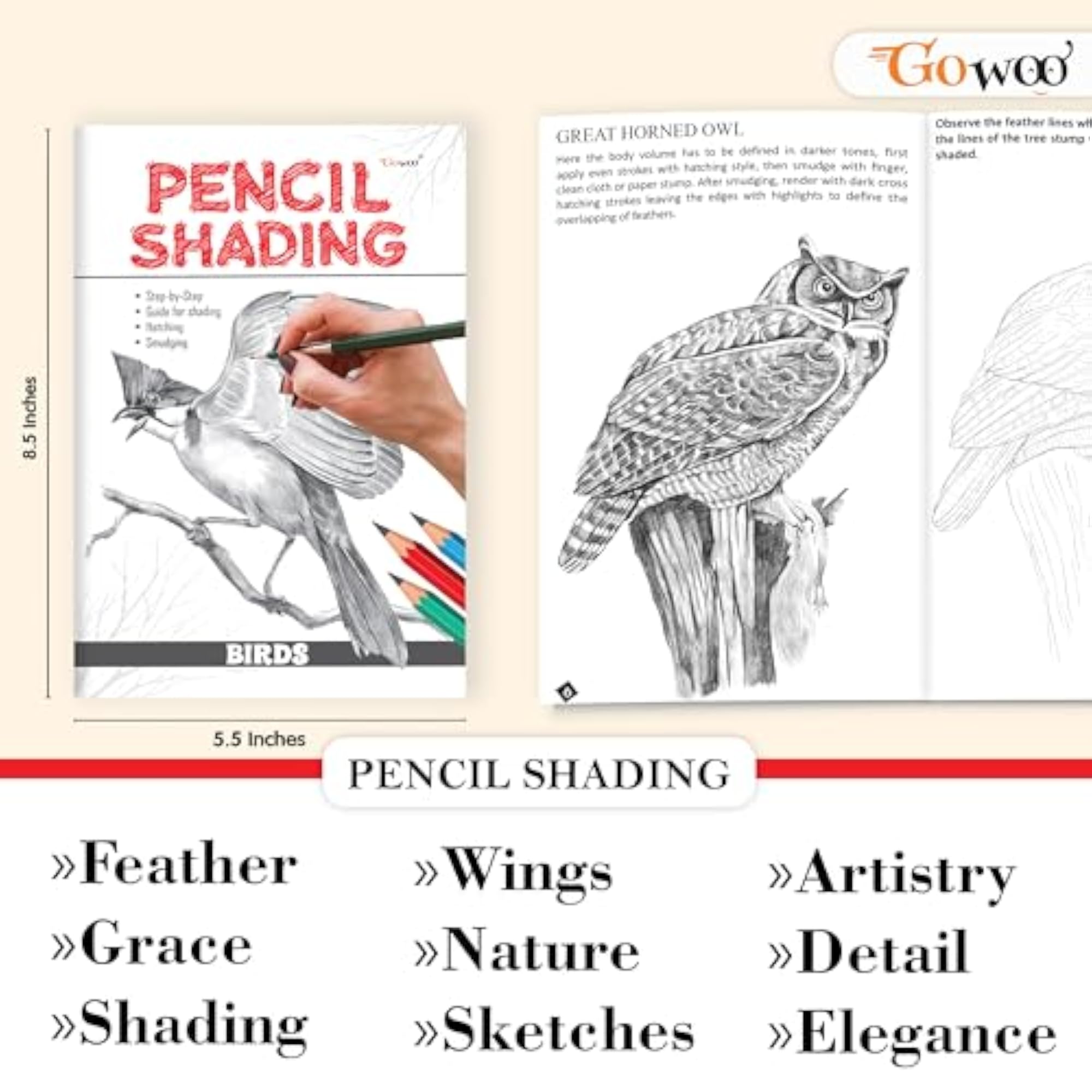 Pencil Shading - Birds, Wild Animals, Nature & Still Life Art Book
